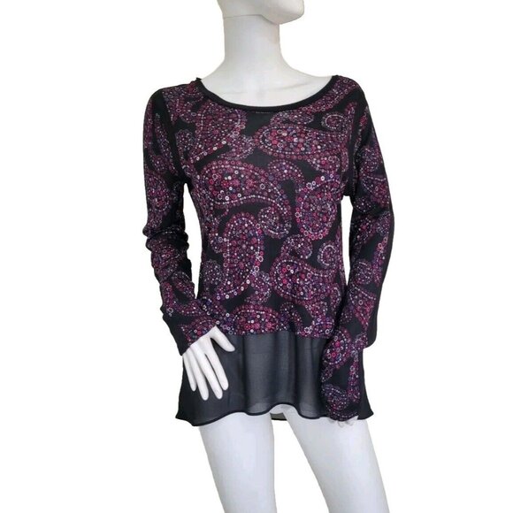 Michael Kors Tops - Michael Kors Womens Size XS crew Neck Long Sleeve Floral Peasant Top purple --21